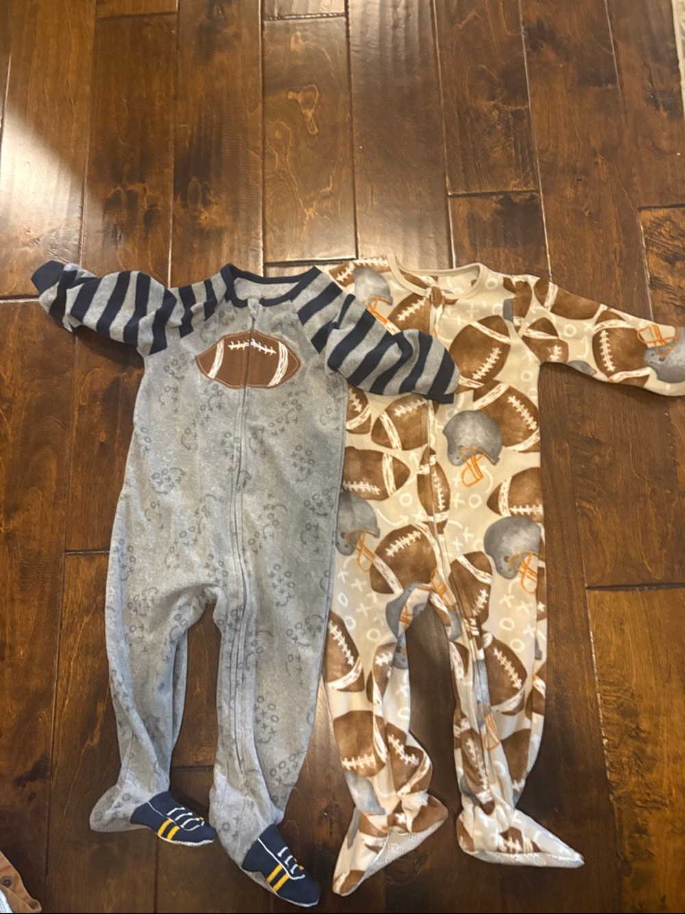 Kids Headquarters Gray & Brown Football Print Footies